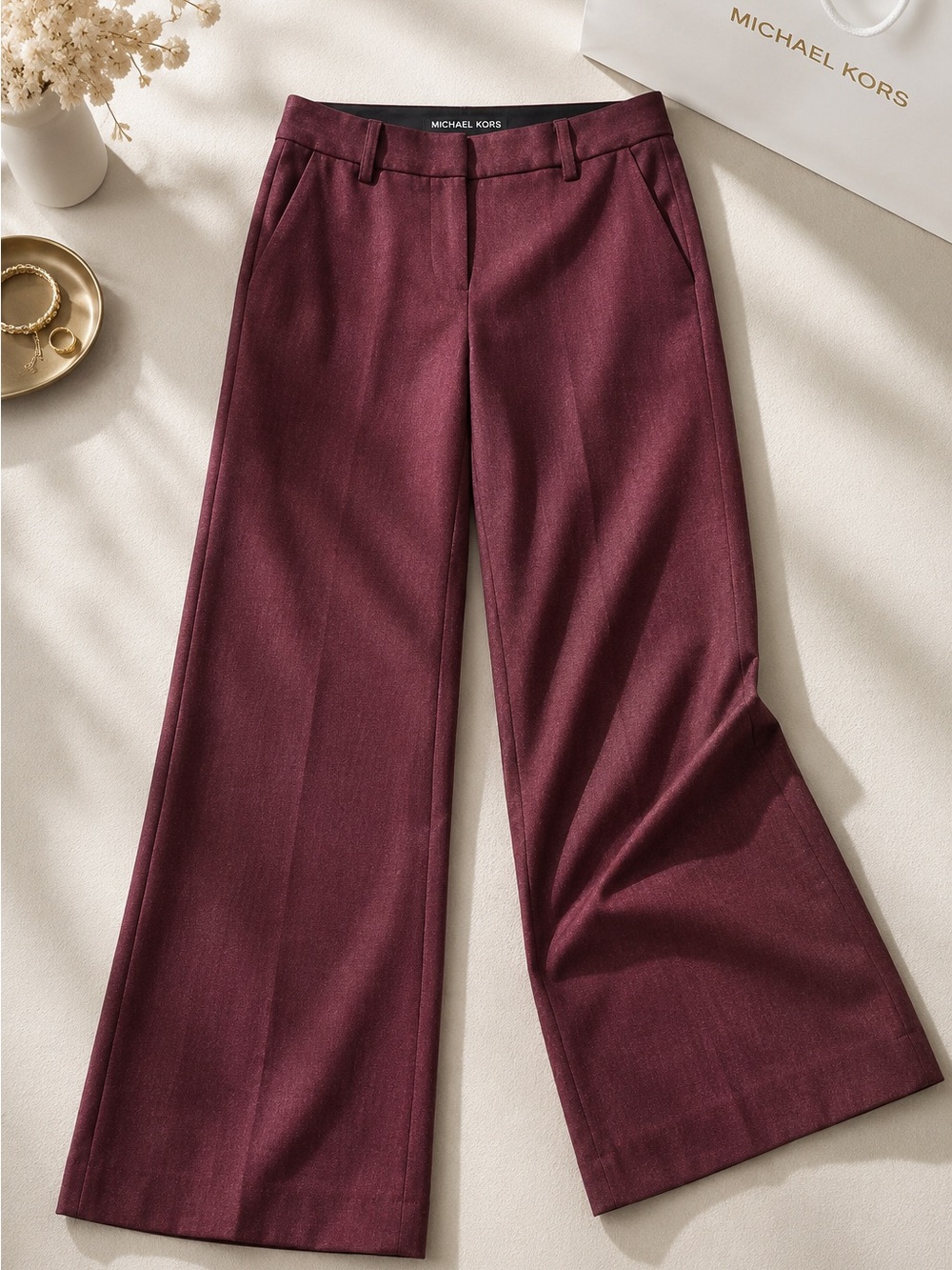 Michael Kors Wide-Leg Trousers in Wine